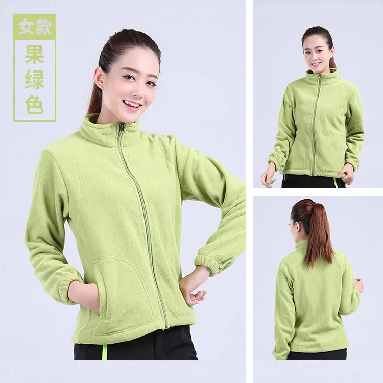 New Outdoor Hooded Fleece Jacket Unisex Zipper Closure Waterproof Thick Lining Winter Double-Sided Padded Stand Rabbit Fur Trim