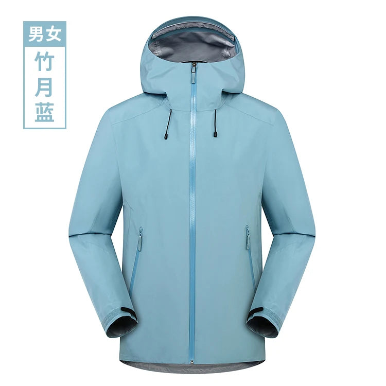 Men's Lightweight Stand Rain Jacket for Autumn Spring Breathable Hard Shell Coat Windproof 3D Embroidery Logo Zipper Prints for