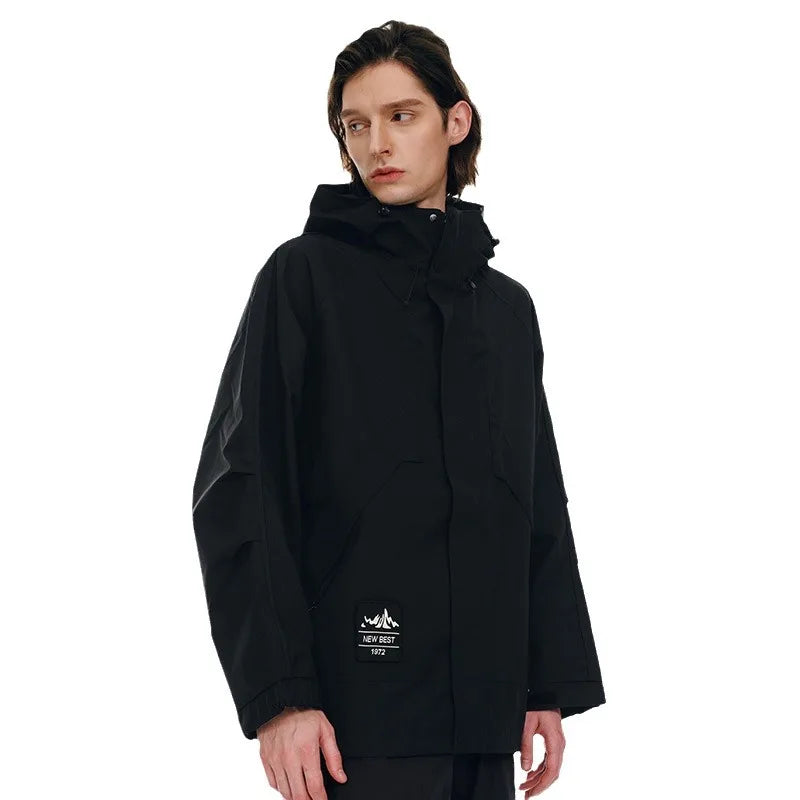 Men's and Women's Casual Autumn and Winter Hooded Two-Piece Windproof Waterproof Trench Coat for Hiking Camping Mountain Sports