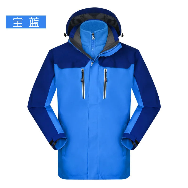 Men's Women's Outdoor Assault Coat Two-Piece Three-In-One Stand Winter Waterproof Zipper Printed Polar Fleece Liner Warm Work