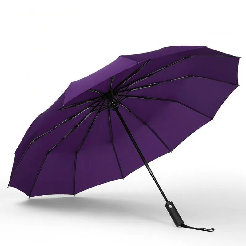 Factory 25 Inch 3-Folding Polyester Umbrellas High Quality Handle With UV Coating 12 Rib Design Fully-Automatic for Wholesale