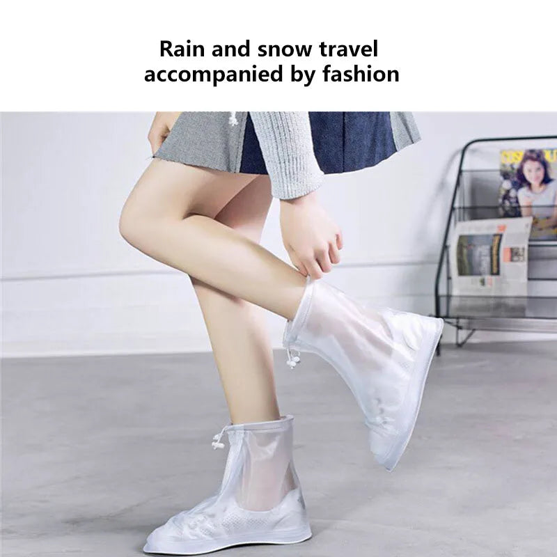 PVC  Rain Boots Reusable Waterproof Motorcycle Protective Shoe Cover PU Rubber Plastic Mid-Calf Lighted Recyclable Autumn