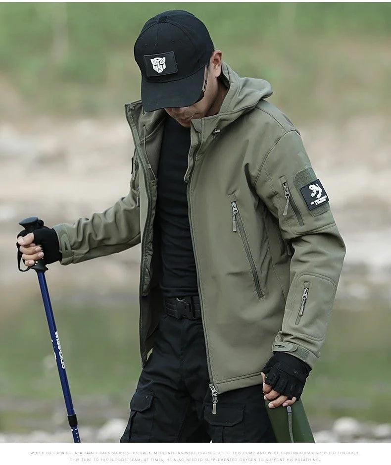 Men's Lightweight Winter Jacket Breathable Waterproof Windproof White Duck Camouflage Hoodie Fall Hiking Uniform Made Polyester