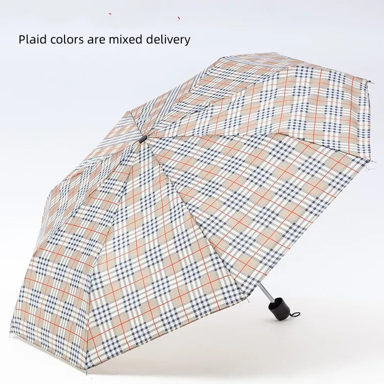 Wholesale Promotional 3 Folding Umbrella Lightweight Custom Logo Printing Wholesale Cheap Mini Umbrella Plaid Cloth
