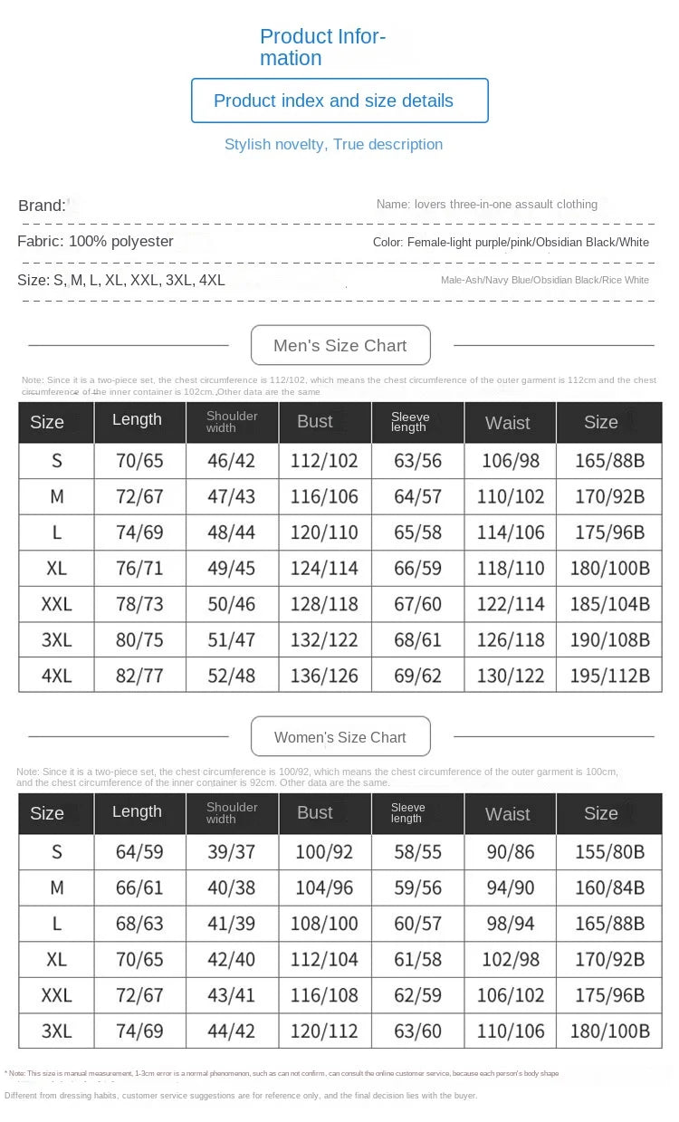High-End Three-in-One Detachable Waterproof Fleece-Lined Mountaineering Suit Autumn Winter Zipper Closure Hiking Jacket for Men