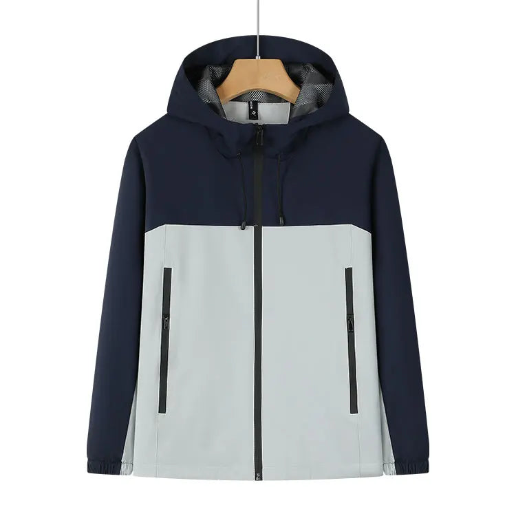 Outdoor Hiking Jackets Men Women 3D Embroidered Silk Screen Printed Custom Logo Thin Waterproof Windproof Hooded Zipper Closure