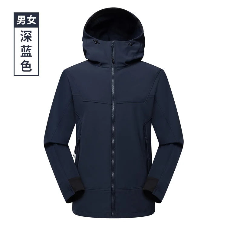 Autumn Winter Men's Waterproof Breathable Soft Shell Jacket Fleece-Lined Tough Guys for Mountaineering Cozy Coat for Outdoor