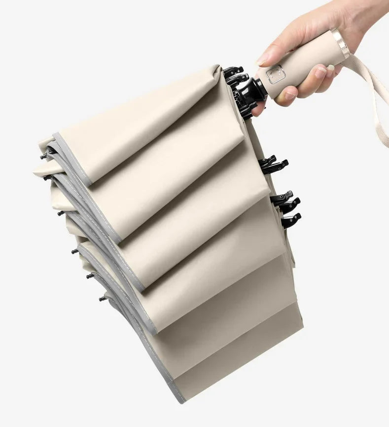 Men's Windproof Reverse Folding Automatic Umbrella Strong Double-Layer Inverted Rain Umbrella for Travel for Women