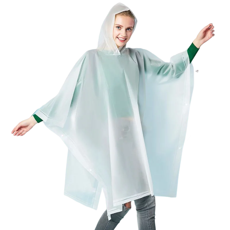 Outdoor Waterproof Adult Portable Three-in-One Raincoat Poncho One PE Plastic Jacket Print One Rainy Days Work Travel Logo