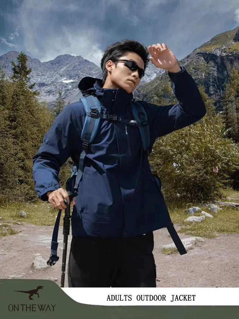 Men's and Women's Three in One Outdoor Hard Shell Jacket, High-end Windproof and Waterproof Hiking and Mountaineering Jacket