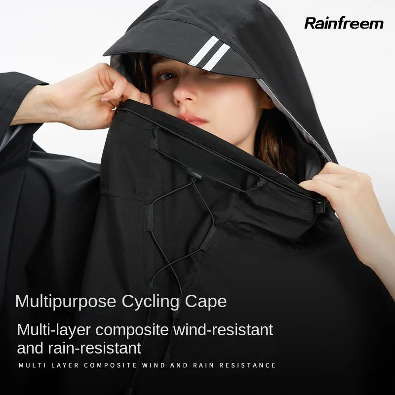 Qinfeiman Men and Women's Three-Layer Cloth Full-Body Rain-Proof for Poncho Waterproof Outdoor Riding Hiking Fishing Gear