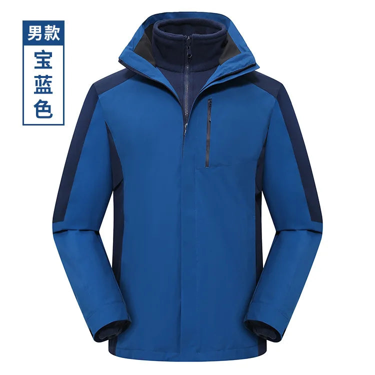 Men's Women's Outdoor Assault Three-in-One Detachable Warm Waterproof Breathable Work Clothes Zipper Customizable Printed Winter