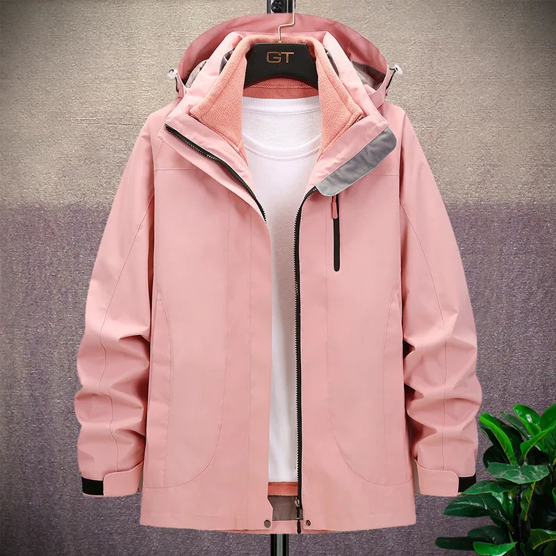 Outdoor Ventures Women's Softshell Jacket with Hood Fleece Lined Warm Lightweight Waterproof  Windbreaker Jacket