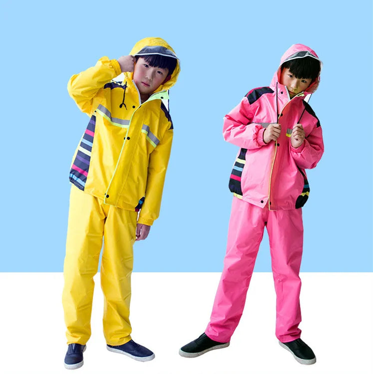 Children's Split Raincoat and Rain Pants Set, Double-layer Waterproof, Student Cycling, Hiking, Outdoor Rain protection