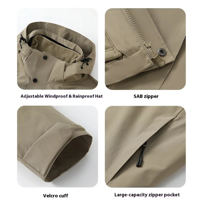 Women's Men's Autumn Winter Clothing Factory Wholesale Removable Two-Piece Fleece Liner Stand Printed Embroidered Logo