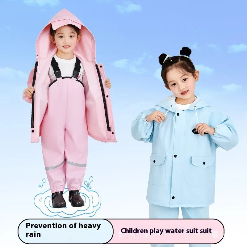 Kids' One-Piece Waterproof Raincoat EVA PU Rain Boots for Beach Sea-Driving Fishing Water for Boys' Kindergarten Camping Tours