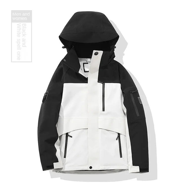 Winter New Outdoor Soft Shell Jacket Zipper Solid Single Layer Adhesive Waterproof Windproof Stand Windbreaker Men Women