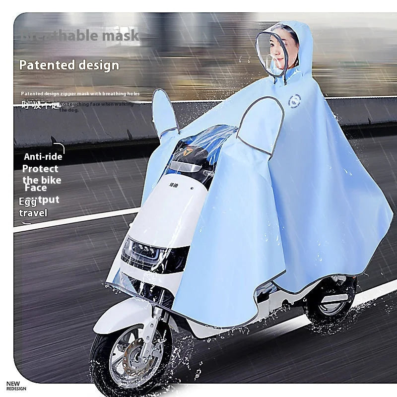 New Classic Single & Double Electric Car Body Raincoat Enlarged Thick Oxford Cloth Anti-Riot for Poncho Waterproof for Travel