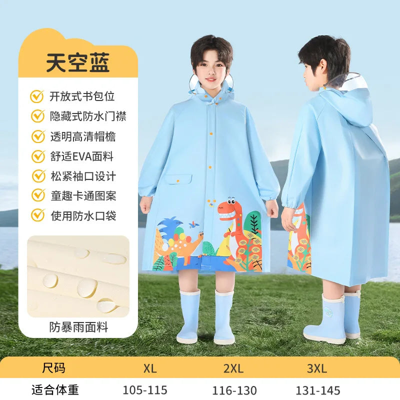 Long Waterproof for Poncho Raincoat for Boys and Girls Oxford Cloth Schoolbag for Outdoor Travel Primary School Kindergarten Use