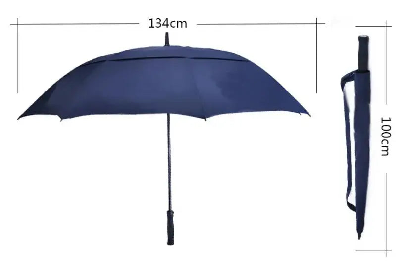 Wholesale Custom Large Double Canopy Automatic Open Golf Umbrella With Logo Vented Windproof Design for Travel