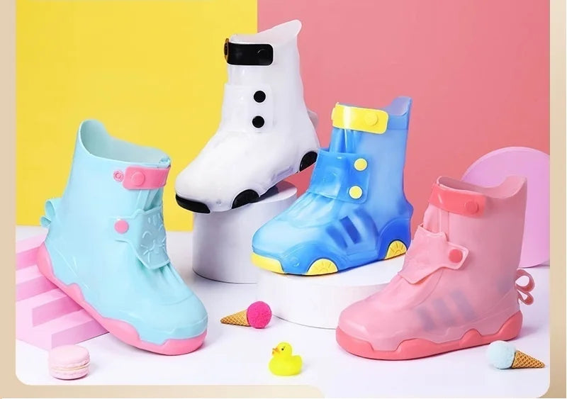 Kids Rain Boots for Outdoor Activities Back School Reusable Waterproof Shoe Covers Wear-Resistant Antislip Winter Summer Seasons