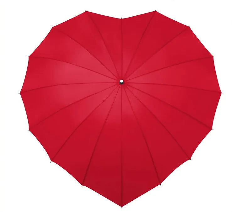Forever Love Large Cute Red Heart Manual Control Straight Umbrella Valentine's Day Wedding Custom Fabric Printed Logo Parasol