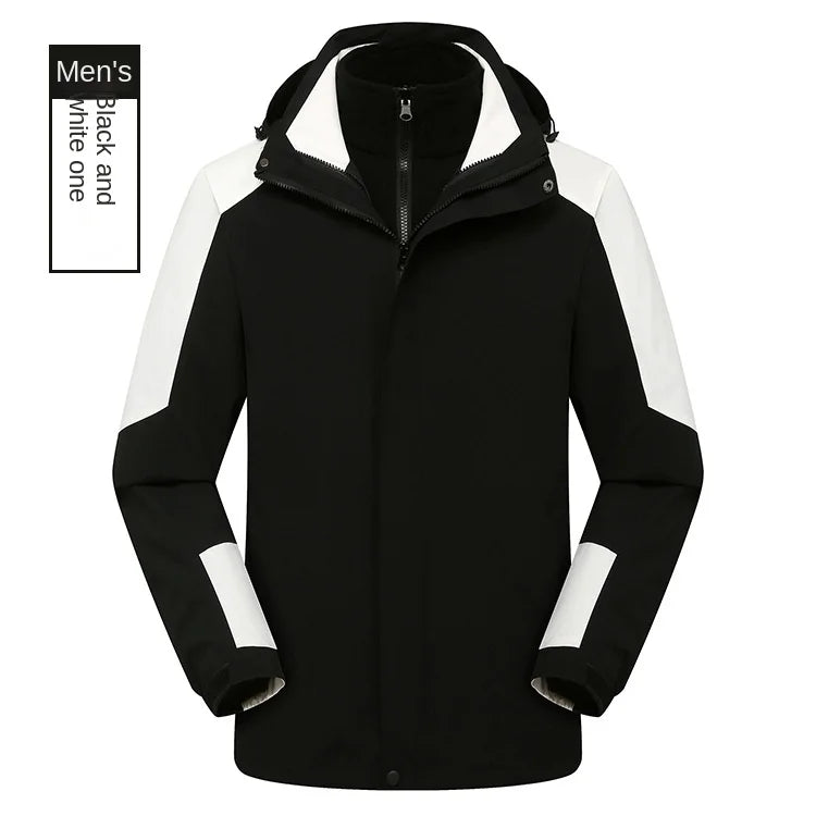 Two-Piece Charge Coat for Men Women Three-In-One Detachable Fleece Liner Windproof Waterproof Winter Coat Long Zipper