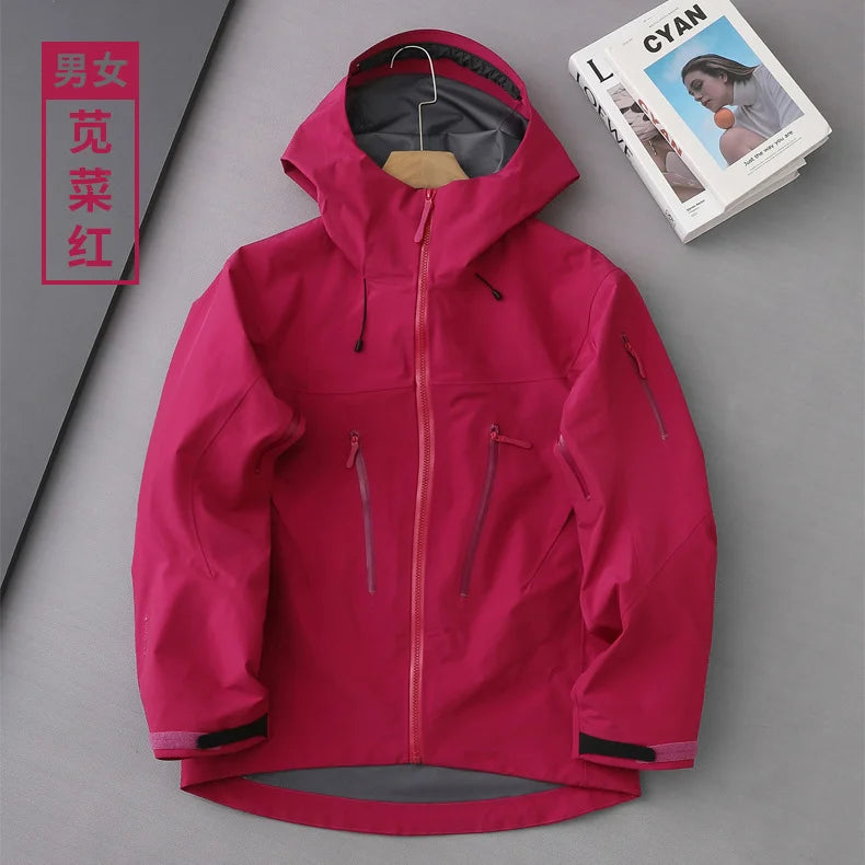 Men's Waterproof Stand Windbreaker Jacket Arm Zipper Breathable Adults Raincoat for Outdoor Walking Camping Riding Autumn Spring
