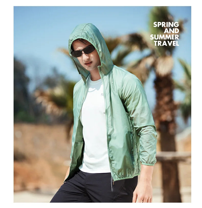 Men's Packable RainJacket Outdoor Waterproof HoodedLightweight  Hiking Jacket for Men Women Adult Blue Green Yellow