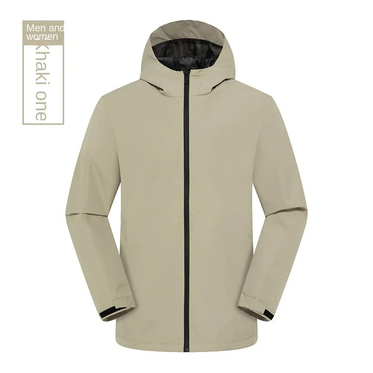 Single-Layer Waterproof Outdoor Jacket for Men Women Long Sleeve Coat for Spring Autumn Print Logo for Mountaineering Assault