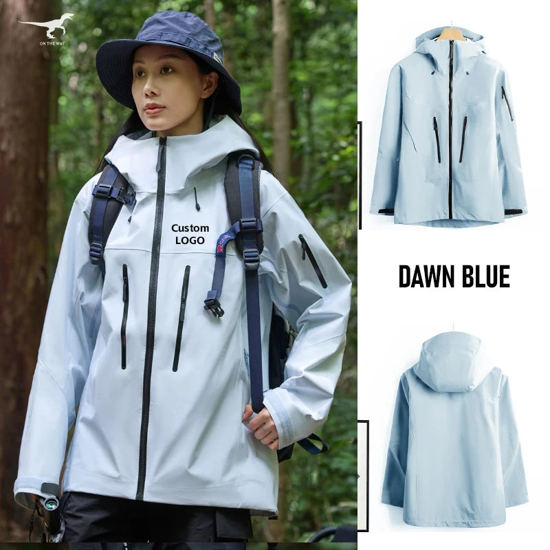 Men's Lightweight Stand Rain Jacket for Autumn Spring Breathable Hard Shell Coat Windproof 3D Embroidery Logo Zipper Prints for