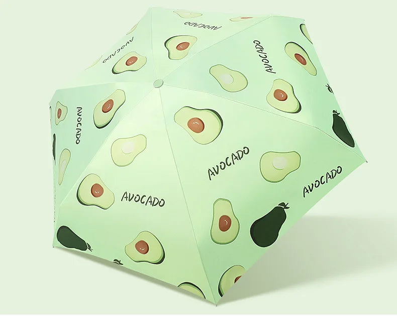 Anti UV Mini Pocket 5 Folding Golf Sun Umbrella With Fruit Printing Large Windproof Rain Umbrella for Gift
