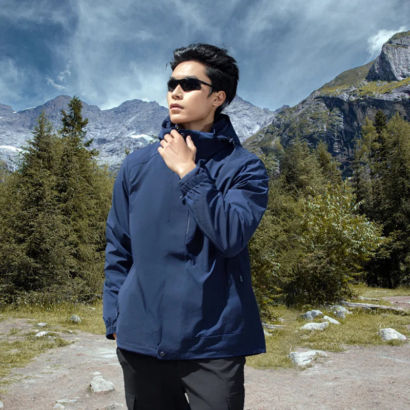 Men's and Women's Three in One Outdoor Hard Shell Jacket, High-end Windproof and Waterproof Hiking and Mountaineering Jacket