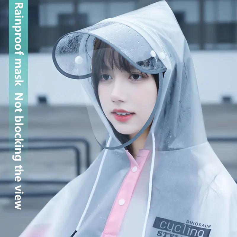 New Style Customized Adult Raincoat High PVC Hood Waterproof Riding Raincape Big Brim Reusable Safety Rainsuit Travel One Logo