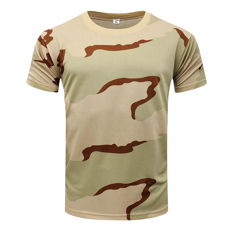 Horse-horse Camouflage Tactical T-shirt Unisex Short-sleeved Summer Quick-drying Breathable 100% Polyester Outdoor Physical