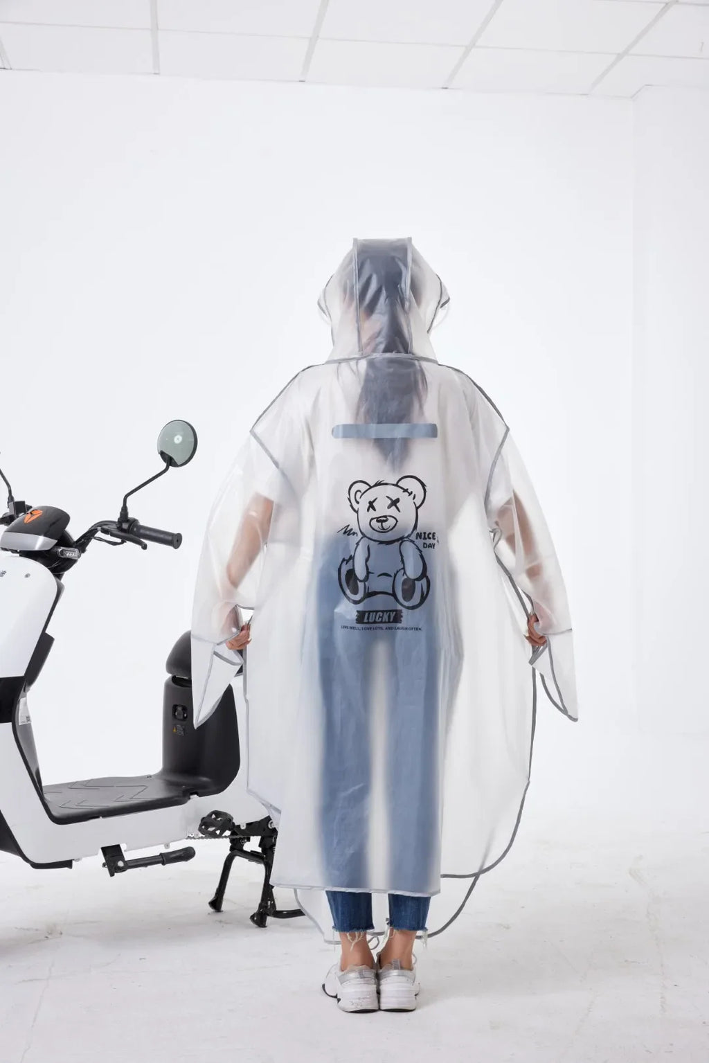 Modern Design Adult Boys and Girls  EVA Long Raincoat Backpack Waterproof Windproof for Outdoor Touring Travel Electric Bicycle