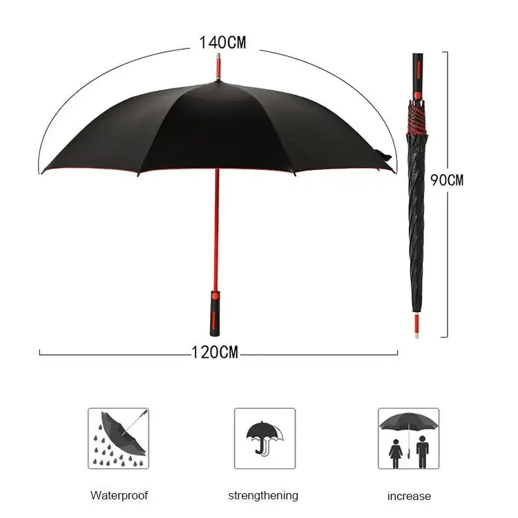 High-End Windproof Fabric Golf Umbrella Double Layer Unique Colors Travel Business Promotion Advertise Straight Rain Umbrella