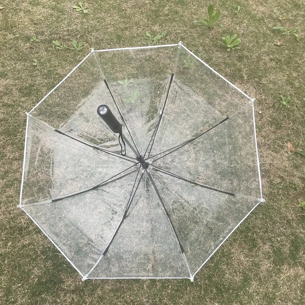 Glowing Flash Umbrella LED Waterproof Transparent Straight Pole Umbrella for Sunny