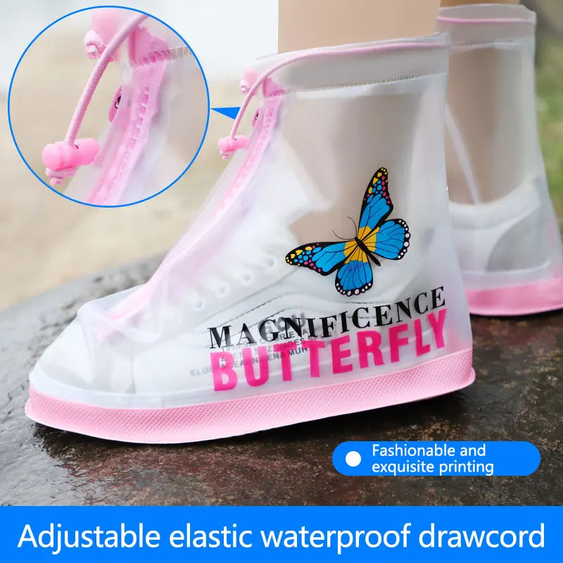 New Style Unisex White Pink Rain Boots Eco-Friendly Cartoon Design for School and Outdoor Activities Adult Shoe Cover Customized