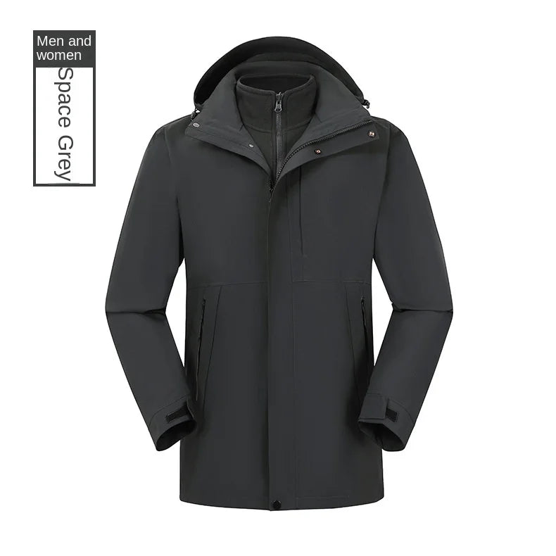 Men's Women's New Outdoor Casual Three-in-One Waterproof Windproof Jacket Disassembled Two-Piece for Autumn Winter