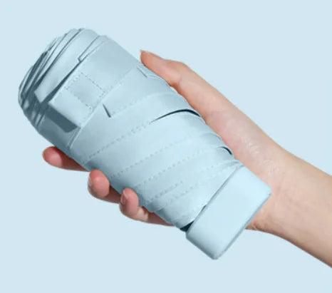 Women's Portable Mini Folding Umbrella 50% UV Protection 60% Sun and Rain Dual Use 50% off Capsule Design for Travel
