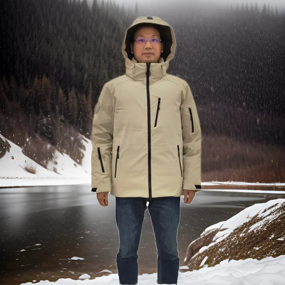 Custom Peak Extreme Cold Goose Down Raincoat for Mountaineering Waterproof Anti-Static Rain-Proof Logo Hood Style Travel Hiking