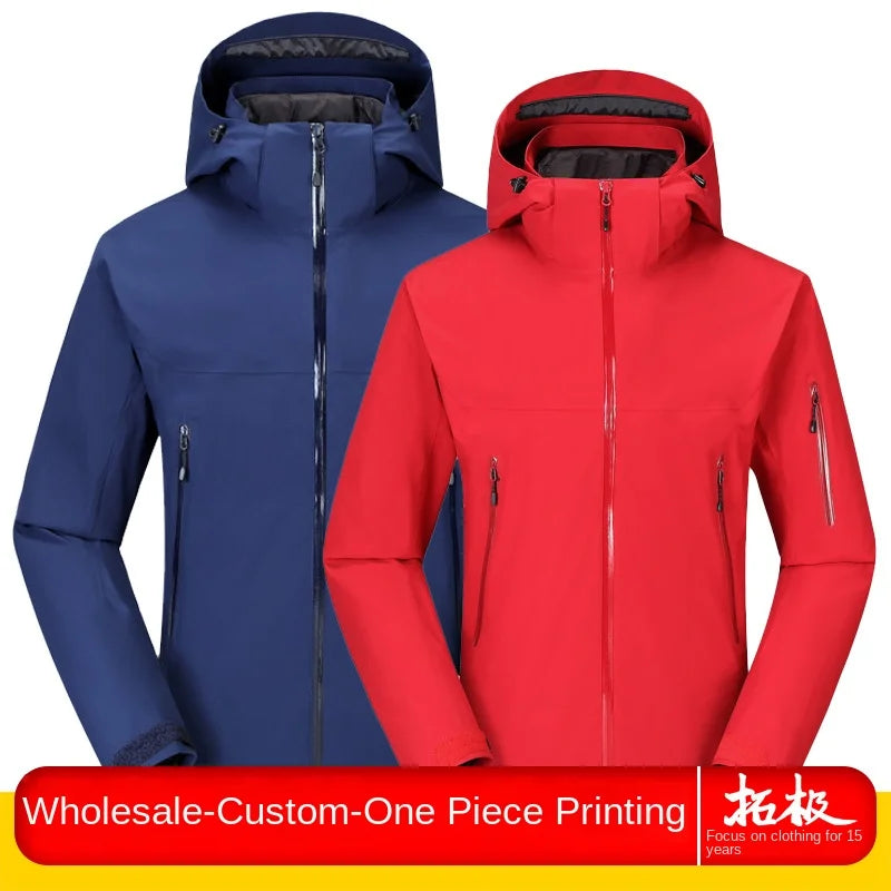 High-End Detachable Three-In-One Outdoor Jacket for Men and Women Long Sleeve Logo on Two-Piece Down Liner for Mountaineering