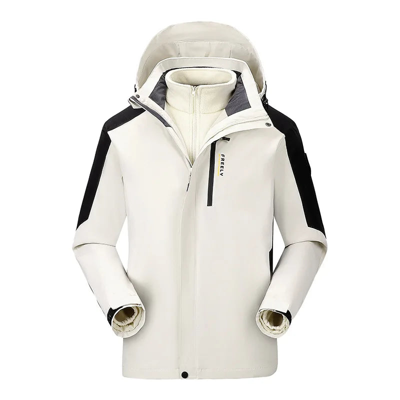 3XL Sizes Sporty Waterproof Winter Bomber Jacket Windproof Stand Collar Zipper Closure Appliques Solid Pattern Warm Outdoor Wear