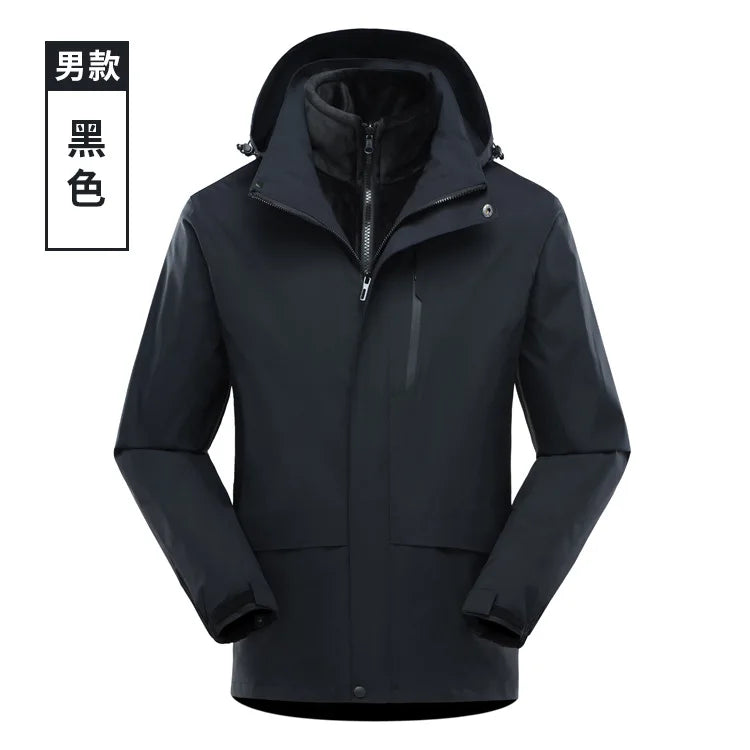 Three-in-One Detachable Waterproof Windproof Climbing Warm Clothes for Men and Women New Outdoor Travel Camping Gear for Winter
