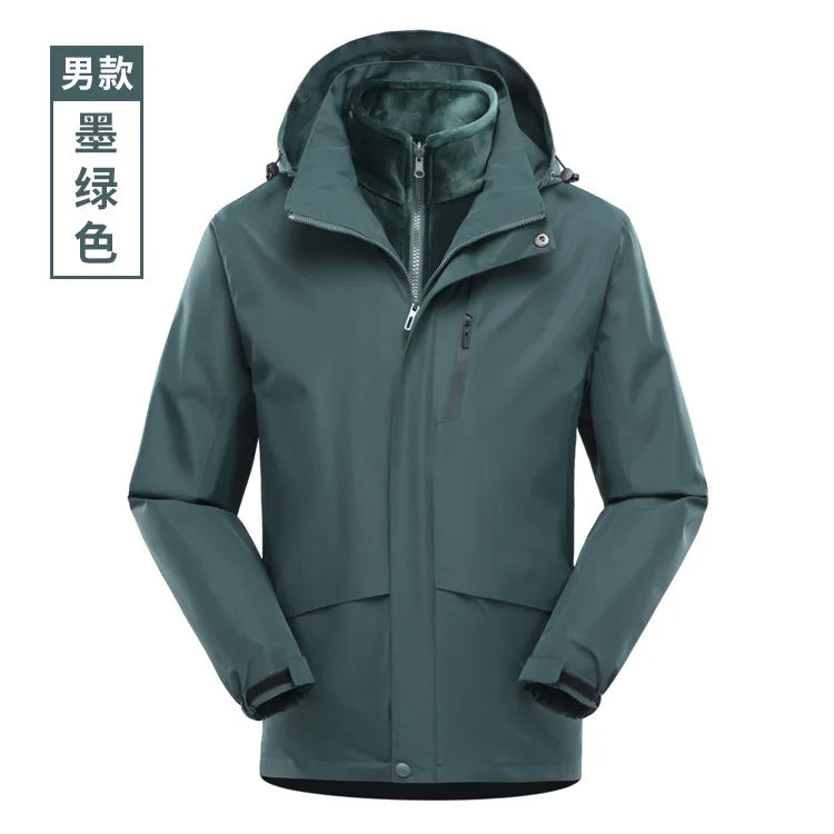 Three-in-One Detachable Waterproof Windproof Climbing Warm Clothes for Men and Women New Outdoor Travel Camping Gear for Winter