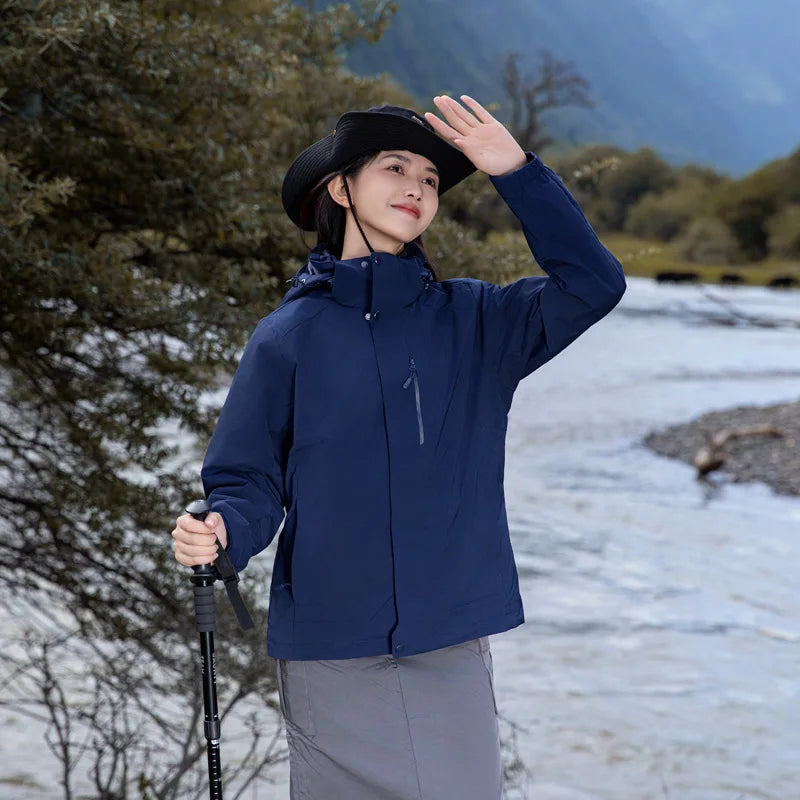 Men's and Women's Three in One Outdoor Hard Shell Jacket, High-end Windproof and Waterproof Hiking and Mountaineering Jacket