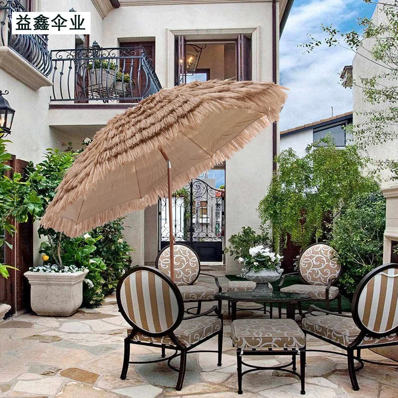 Bohemia Style Beach Umbrella 9 Feet Outdoor Beach Hawaii Tiki Grass Sun Umbrella Parasol