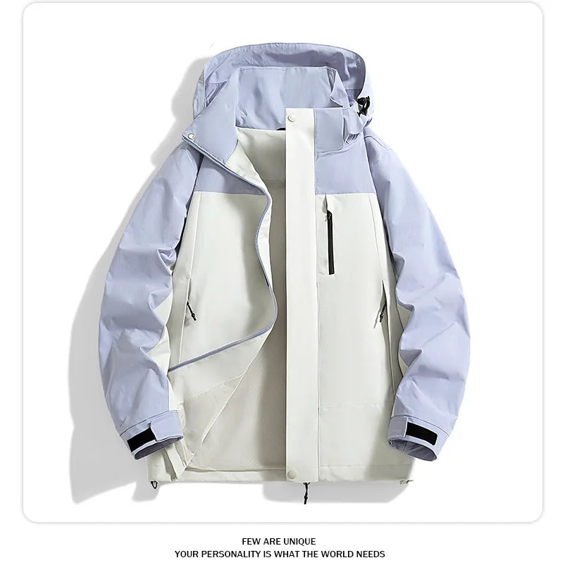 Unisex Women's 3XL Eco-Friendly Thick Windproof Waterproof Breathable Hiking Jacket Stand Collar Zipper Button Solid Outdoor