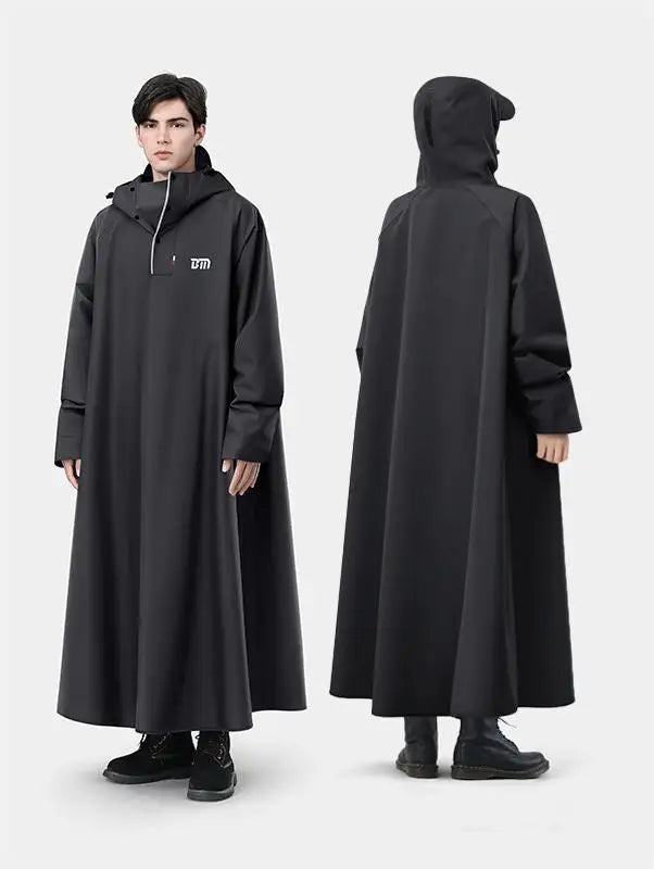 New Modern Durable Extended Loose Unisex Adult Bike Rain for Waterproof Polyester Pongee Wide Hood Brim Thickened